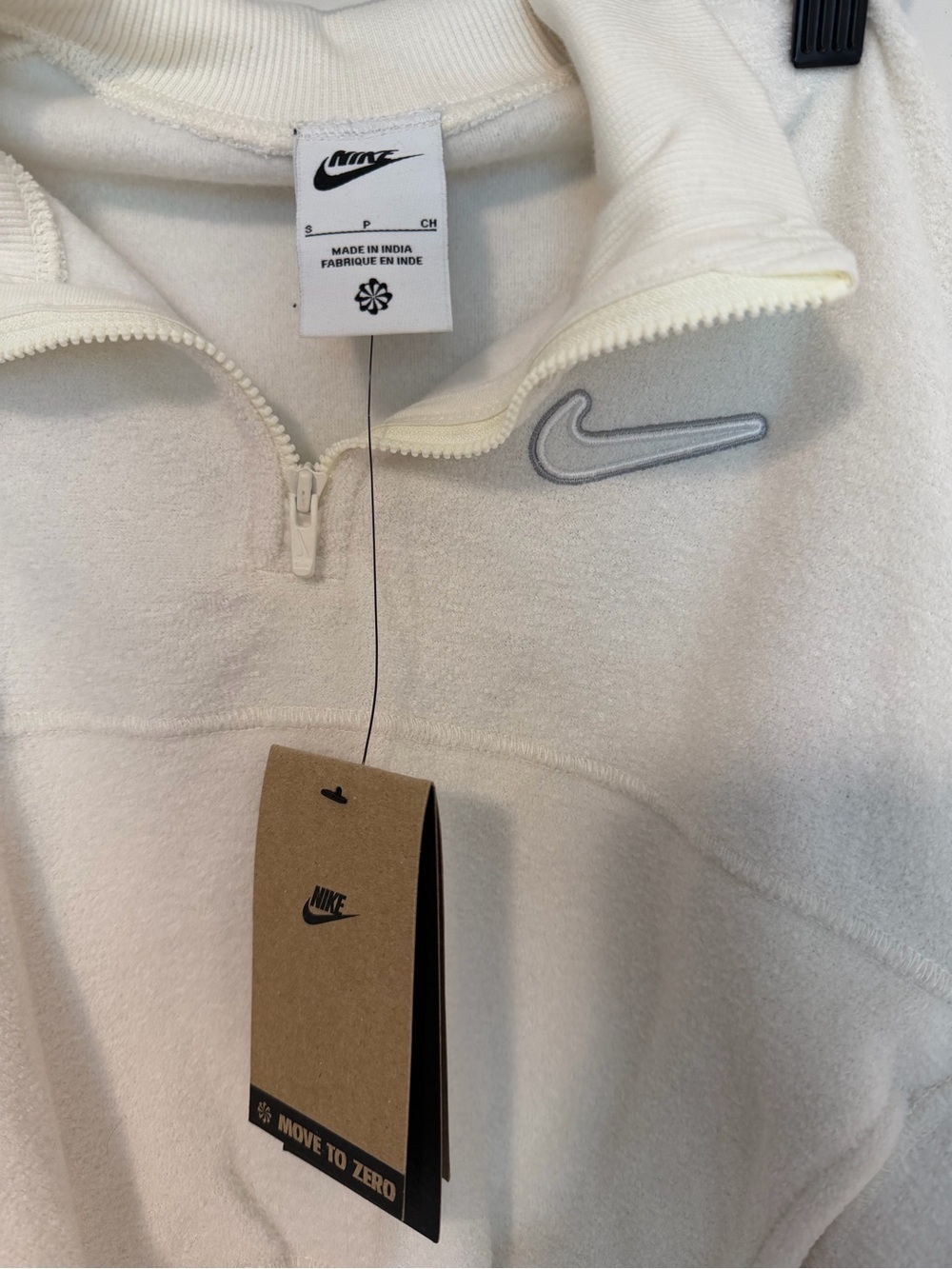 NEW Nike kidsgirls Cream Quarter-Zip Fleece Cropped Pullover size small - Picture 3 of 7